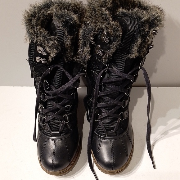 Pajar Shoes - Pajar Black Winter Rain Boots with Fur Trim